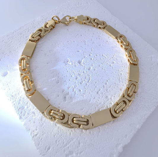 Men's Italian Figaro Chain Necklace Set - 18K Gold Plating Solid Stainless Steel