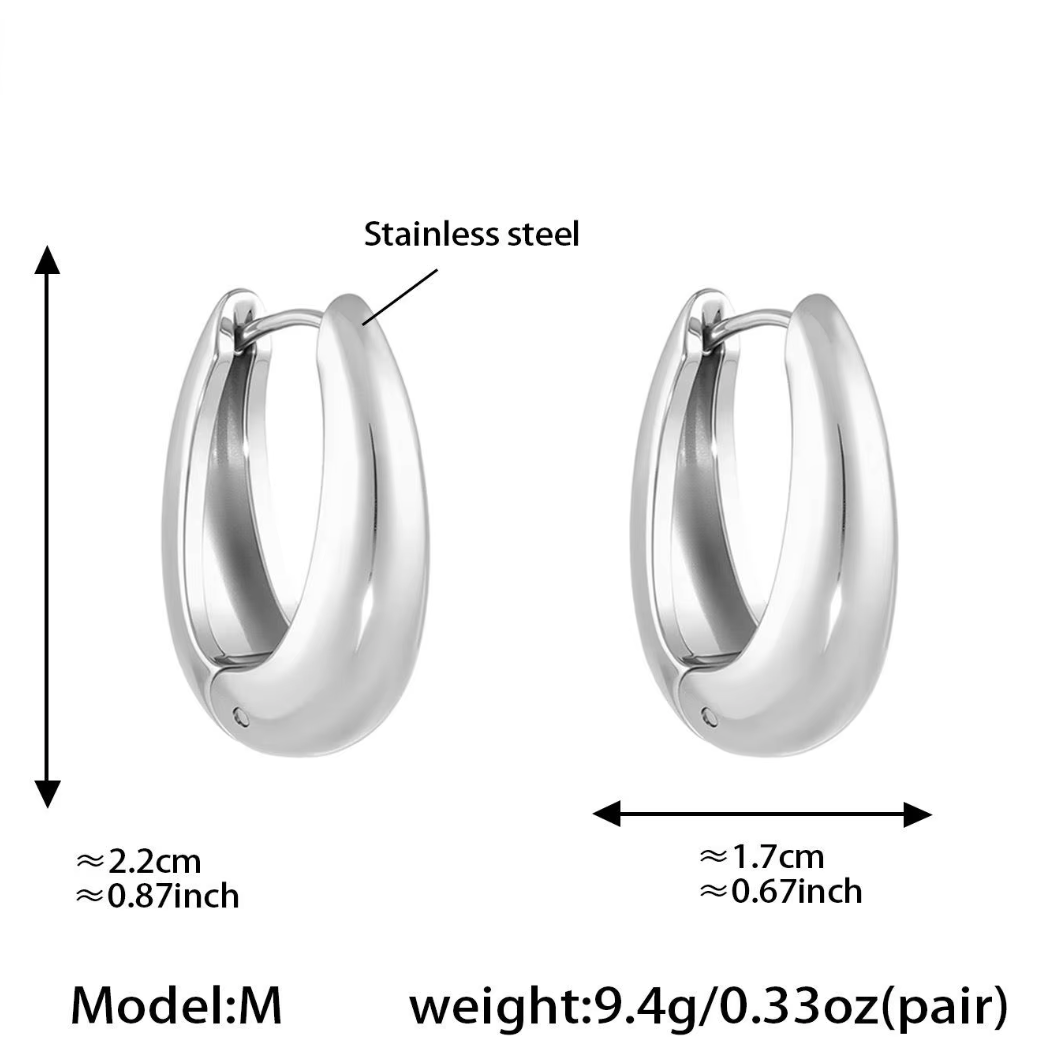 Minimalist U-Shape Thick Huggie Hoop Earrings - 18K Gold/Silver Plated Stainless Steel