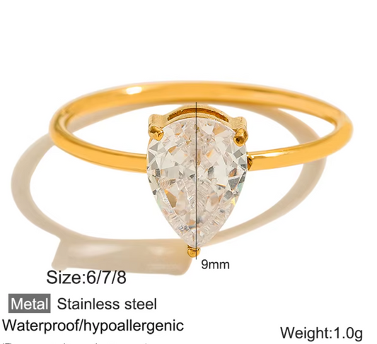 Dainty Zircon Eternity Thin Stackable Women's Rings - 18k Gold Plated Non Tarnish Jewelry Stainless Steel