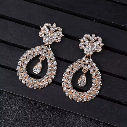 Baroque Crystal 3 Piece Bridal Earrings Necklace Jewelry Set