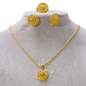 Minimalistic Necklace,Rings,Earrings Set For Women- 24K Gold Plated Alloy