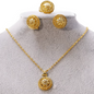 Minimalistic Necklace,Rings,Earrings Set For Women- 24K Gold Plated Alloy