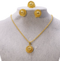 Minimalistic Necklace,Rings,Earrings Set For Women- 24K Gold Plated Alloy