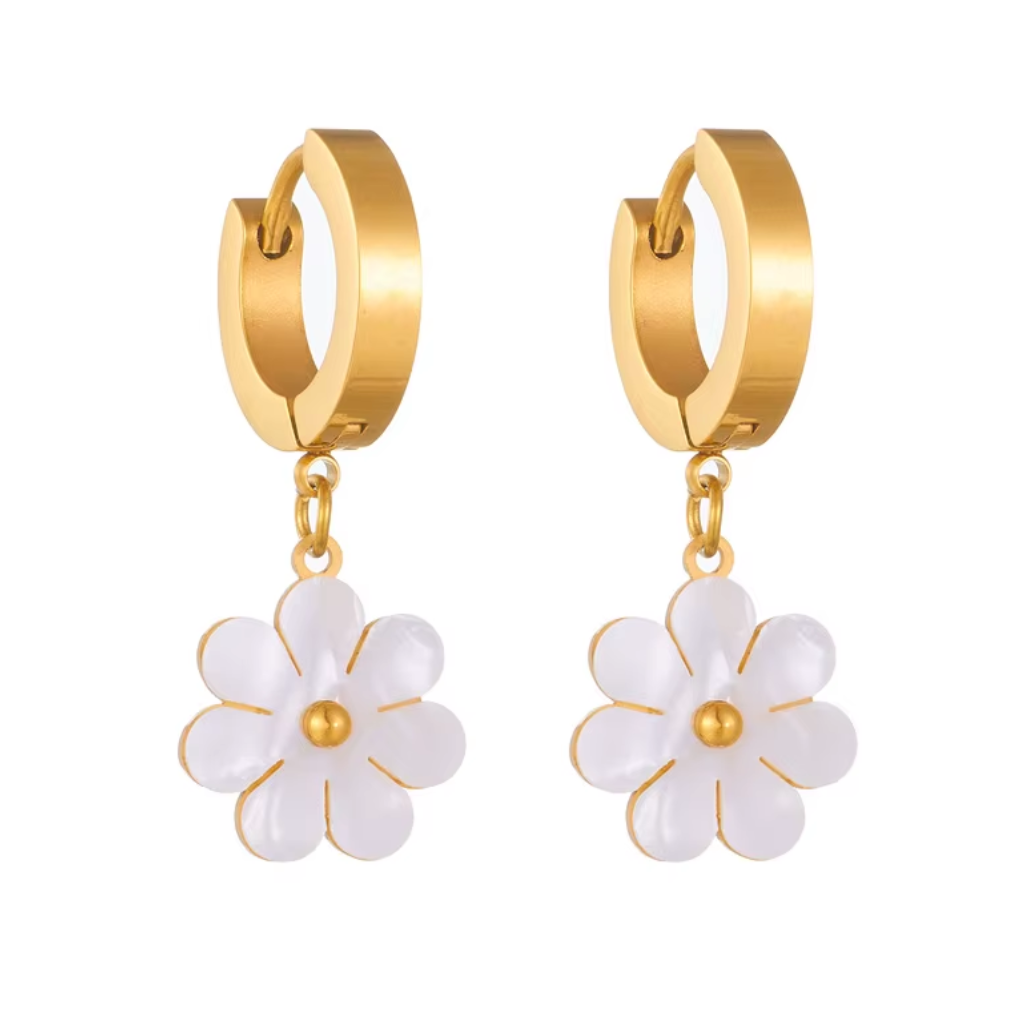 Korean Style Shell Flower Double Layer Necklace-Earrings-Bracelet Jewelry Set - 18K Gold Jewelry Sets Stainless