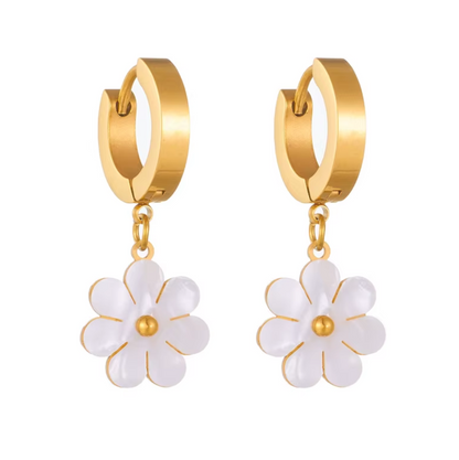 Korean Style Shell Flower Double Layer Necklace-Earrings-Bracelet Jewelry Set - 18K Gold Jewelry Sets Stainless