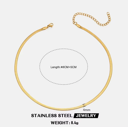 Snake Bone Chain Elegant Necklace For Women & Men - 18K Gold-Plated Stainless Steel