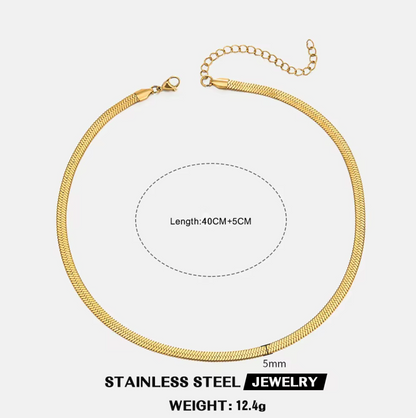 Snake Bone Chain Elegant Necklace For Women & Men - 18K Gold-Plated Stainless Steel