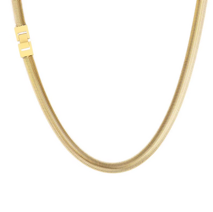 High-Quality Herringbone Flat Snake Chain Necklace for Men - 18k Gold Plated 8mm Thick