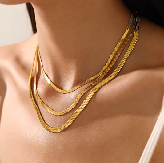 Snake Bone Chain Elegant Necklace For Women & Men - 18K Gold-Plated Stainless Steel