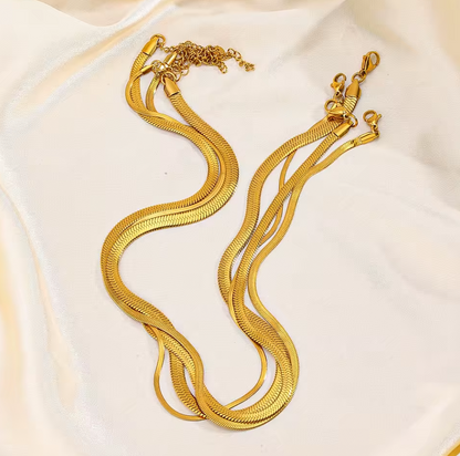 Snake Bone Chain Elegant Necklace For Women & Men - 18K Gold-Plated Stainless Steel