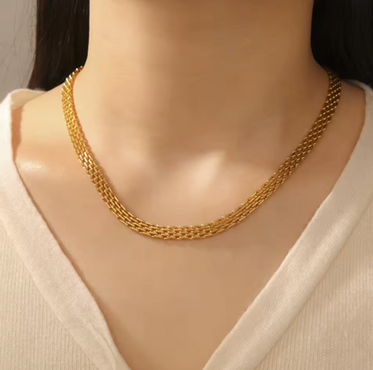 Classic Punk Wide Chains Necklace for Men Women - 18K Gold Plated Stainless Steel