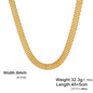 Classic Punk Wide Chains Necklace for Men Women - 18K Gold Plated Stainless Steel