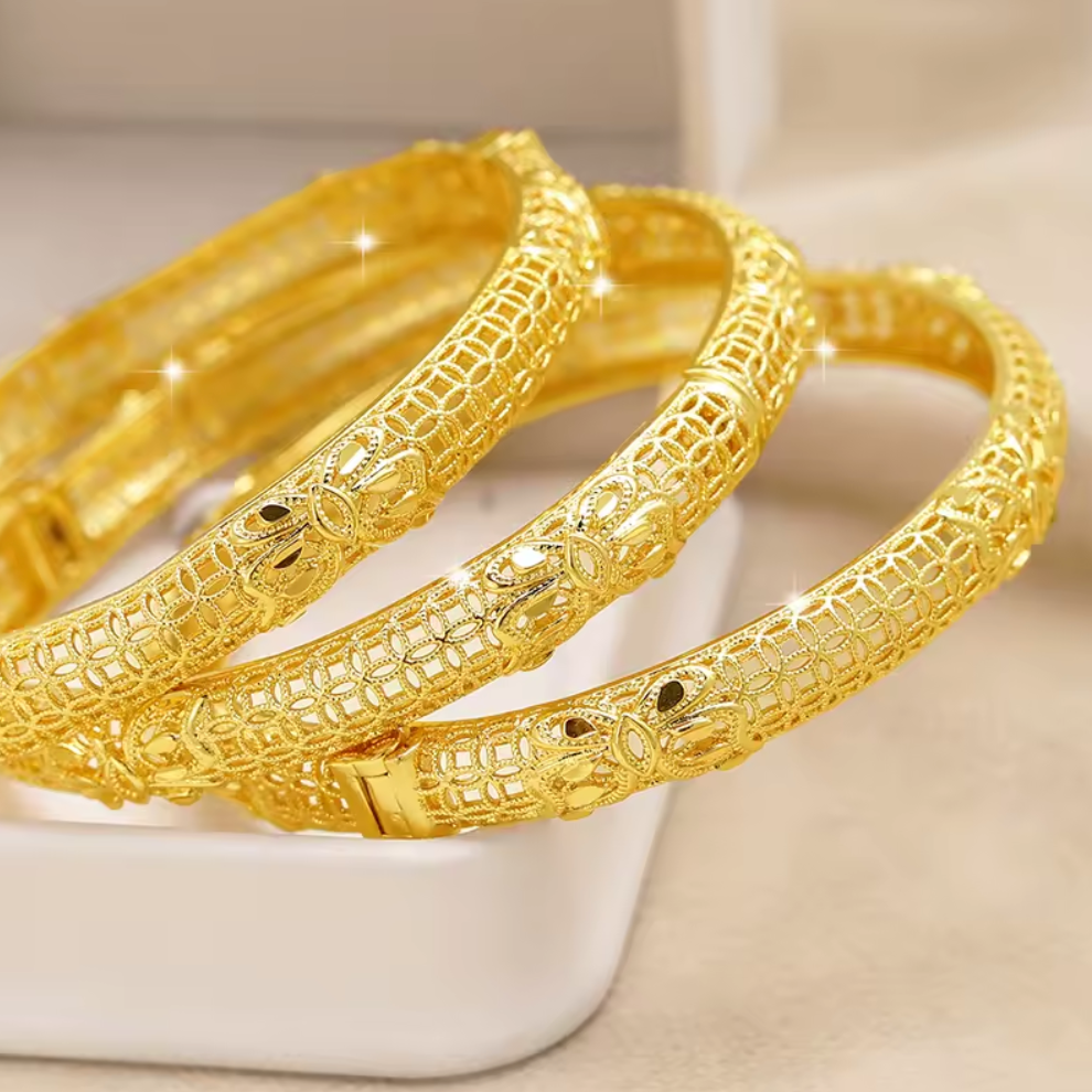Trendy Charm Bangles For Women - 24K Gold-Plated