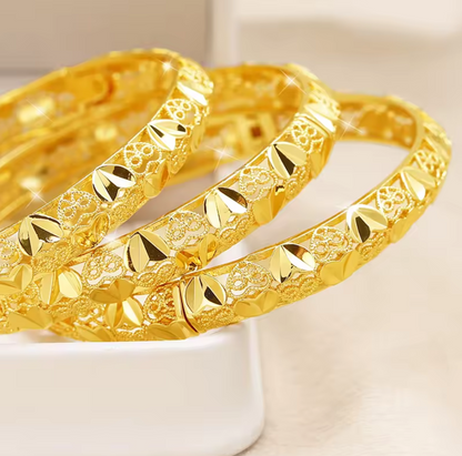 Trendy Charm Bangles For Women - 24K Gold-Plated