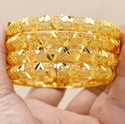 Trendy Charm Bangles For Women - 24K Gold-Plated