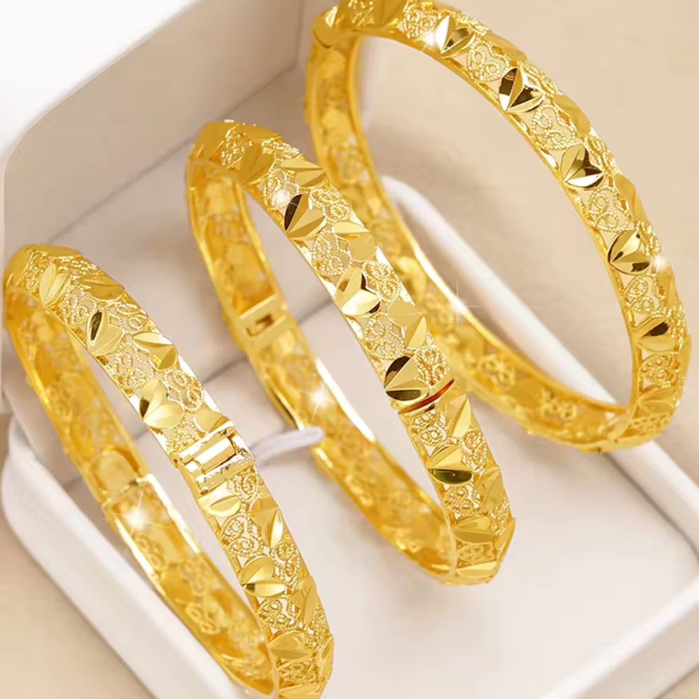 Trendy Charm Bangles For Women - 24K Gold-Plated