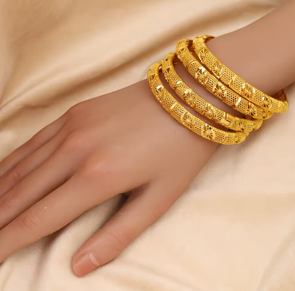 Trendy Charm Bangles For Women - 24K Gold-Plated