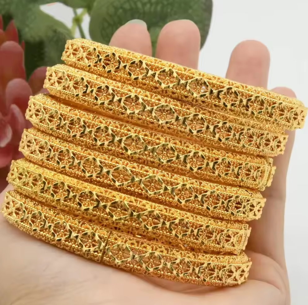 Trendy Charm Bangles For Women - 24K Gold-Plated