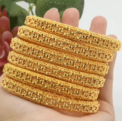 Trendy Charm Bangles For Women - 24K Gold-Plated