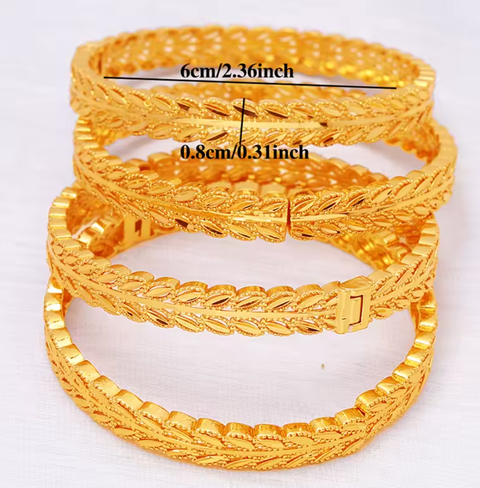 Trendy Charm Bangles For Women - 24K Gold-Plated