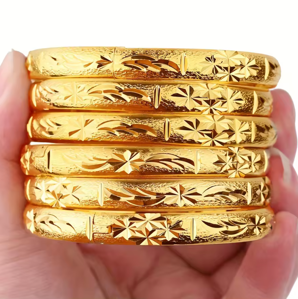 Trendy Charm Bangles For Women - 24K Gold-Plated