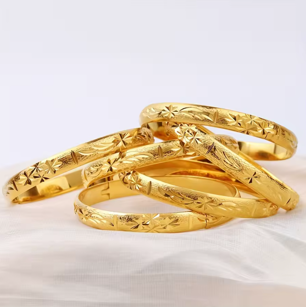Trendy Charm Bangles For Women - 24K Gold-Plated