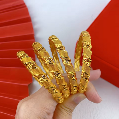 Trendy Charm Bangles For Women - 24K Gold-Plated