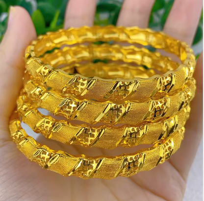 Trendy Charm Bangles For Women - 24K Gold-Plated