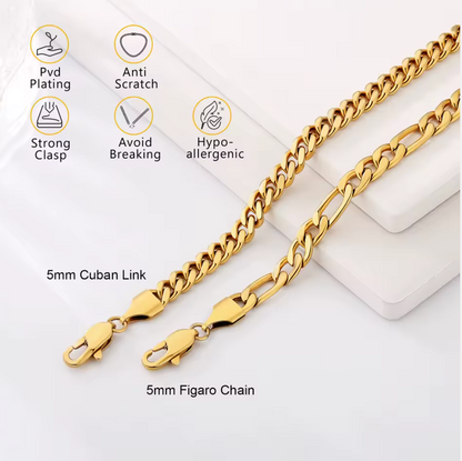Miami Cuban Link Chain Bracelet for Men Women - 18K Real Gold Plated Stainless Jewelry