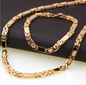 Men's Italian Figaro Chain Necklace Set - 18K Gold Plating Solid Stainless Steel