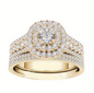 Crystal Diamond Couple Ring for Women Men - 18K Gold Plated Jewelry Stainless Steel