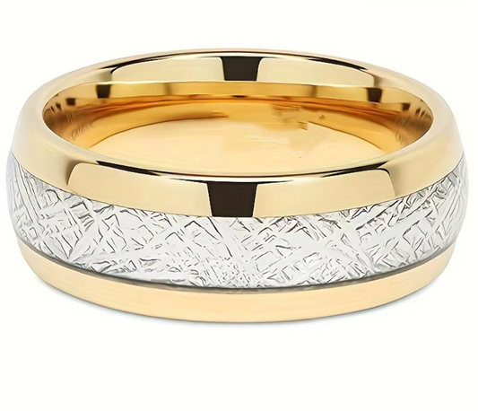 Crystal Diamond Couple Ring for Women Men - 18K Gold Plated Jewelry Stainless Steel