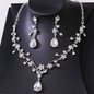 Starry Sky Flower Diamond Clavicular Chain Necklace Earring Set