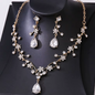 Starry Sky Flower Diamond Clavicular Chain Necklace Earring Set