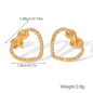 Heart & Round Stud Earrings - 18K Gold Plated Stainless Steel Polished Finish
