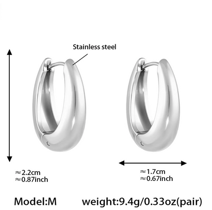 Minimalist U-Shape Thick Huggie Hoop Earrings - 18K Gold/Silver Plated Stainless Steel