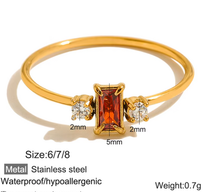 Dainty Zircon Eternity Thin Stackable Women's Rings - 18k Gold Plated Non Tarnish Jewelry Stainless Steel
