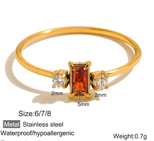 Dainty Zircon Eternity Thin Stackable Women's Rings - 18k Gold Plated Non Tarnish Jewelry Stainless Steel