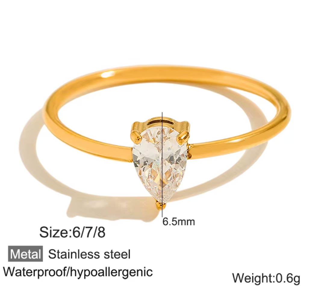 Dainty Zircon Eternity Thin Stackable Women's Rings - 18k Gold Plated Non Tarnish Jewelry Stainless Steel