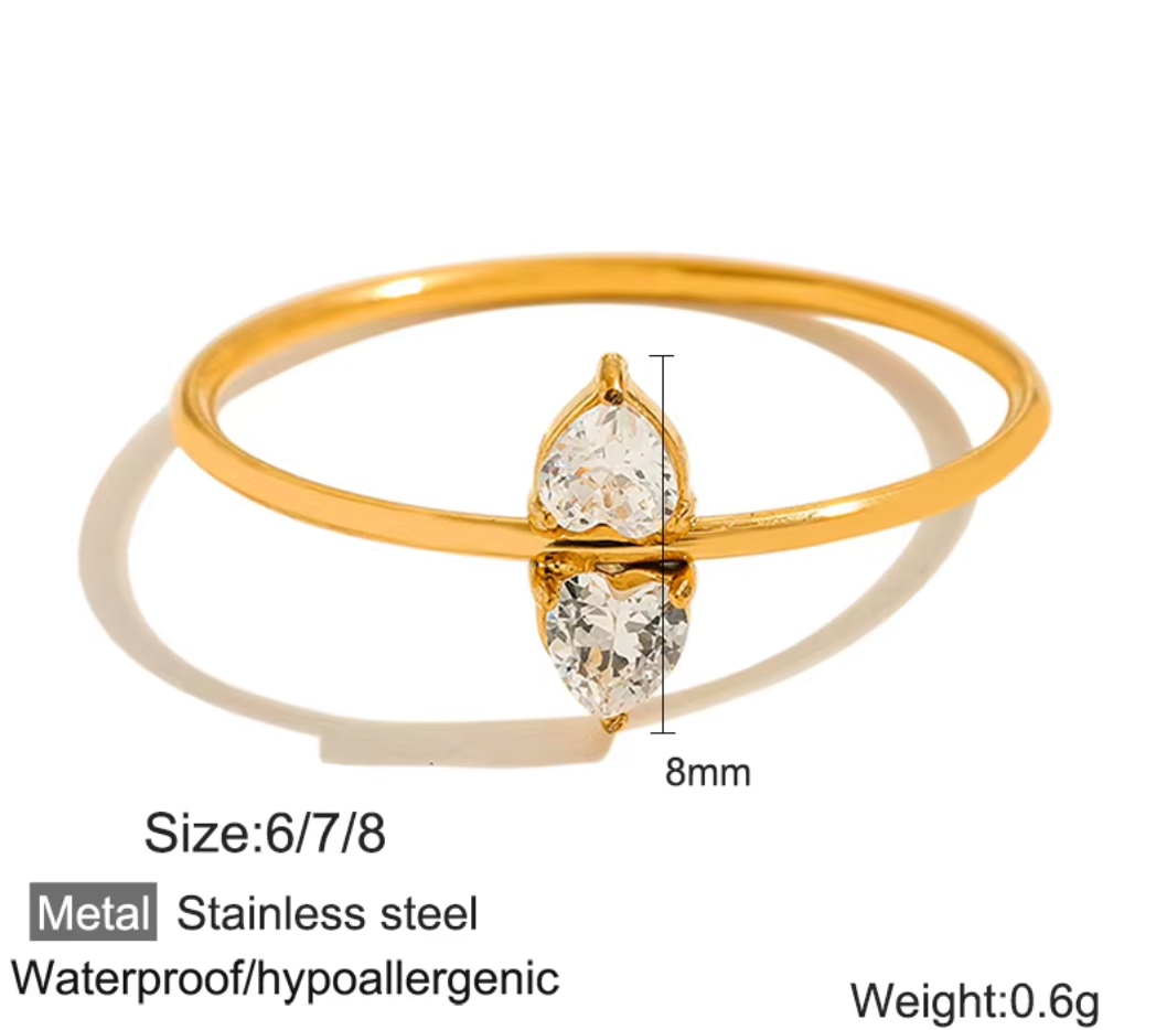 Dainty Zircon Eternity Thin Stackable Women's Rings - 18k Gold Plated Non Tarnish Jewelry Stainless Steel