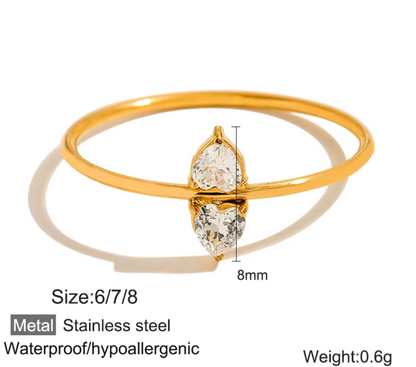 Dainty Zircon Eternity Thin Stackable Women's Rings - 18k Gold Plated Non Tarnish Jewelry Stainless Steel