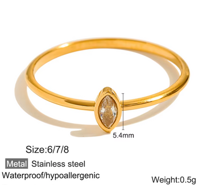 Dainty Zircon Eternity Thin Stackable Women's Rings - 18k Gold Plated Non Tarnish Jewelry Stainless Steel