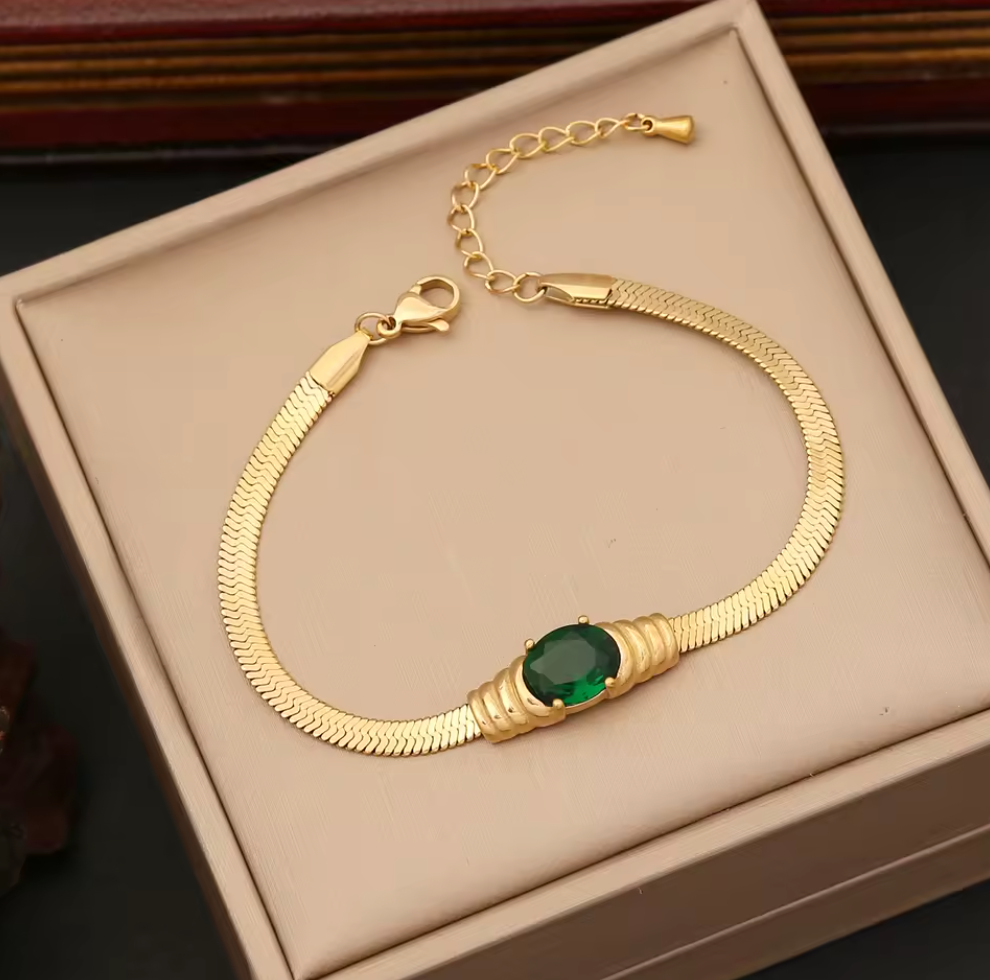 Bracelet Necklace and Earring Set For Women - 18k Gold Plated Stainless Steel