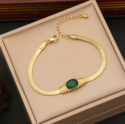 Bracelet Necklace and Earring Set For Women - 18k Gold Plated Stainless Steel