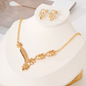 Classic Trendy Necklace & Earrings Set - 18k Gold Plated Brass Jewelry