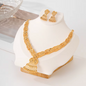 Classic Trendy Necklace & Earrings Set - 18k Gold Plated Brass Jewelry