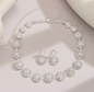 Elegant Zircon Crystal Necklace Earrings Set For Women - Gold Plated