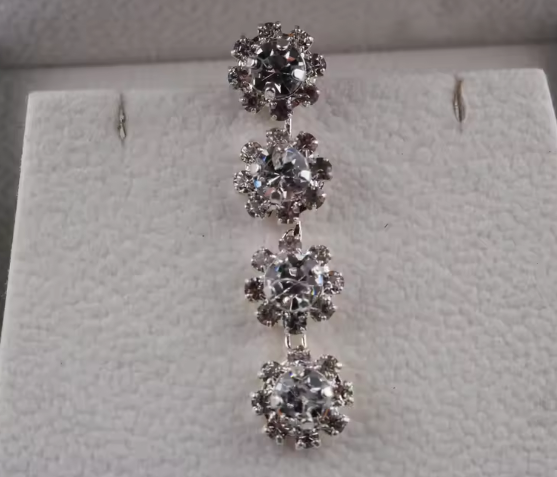 Classic Rhinestone Necklace & Earring Set For Women