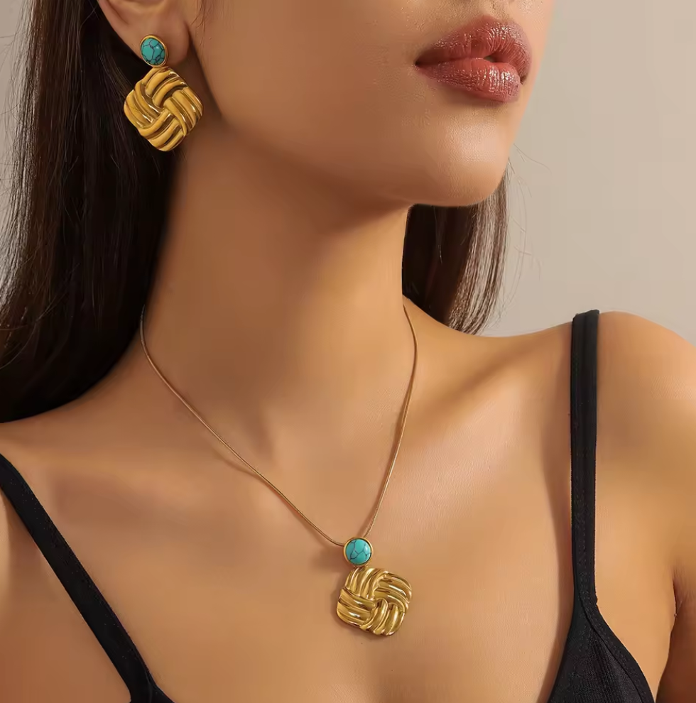 Flower, Butterfly, Pearl Necklace Earrings Sets for Women - 18k Gold Plated Stainless Steel