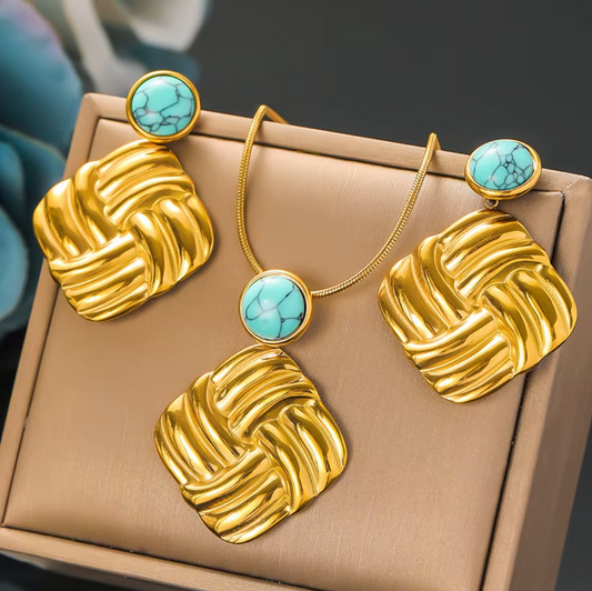 Flower, Butterfly, Pearl Necklace Earrings Sets for Women - 18k Gold Plated Stainless Steel